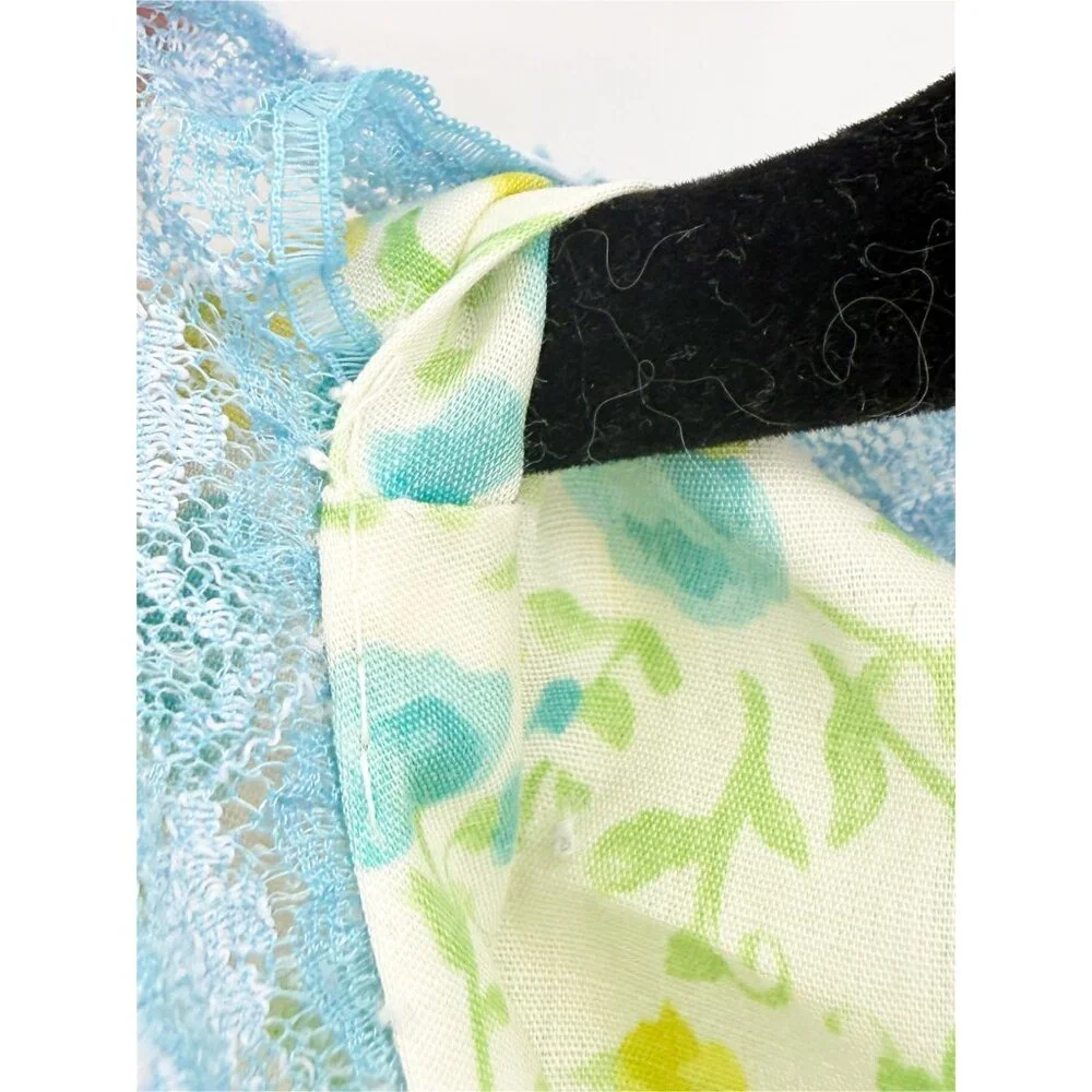 LOUNGEES Pettirobe Vtg Green Blue Floral Pockets MuMu House Dress Loungewear M - Picture 11 of 14